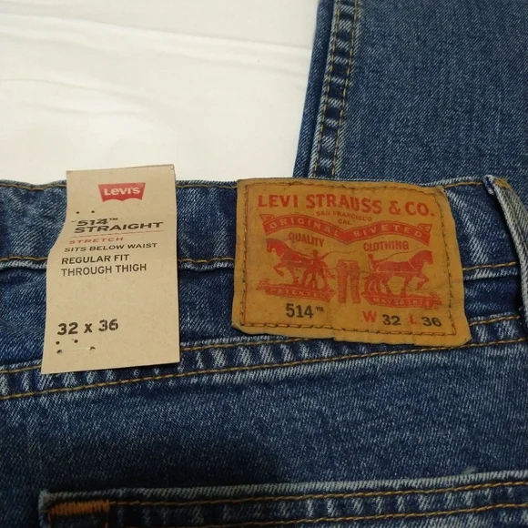 Levi's 514 Medium Indigo Straight Leg Regular Fit Blue Jeans - Picture 10 of 15